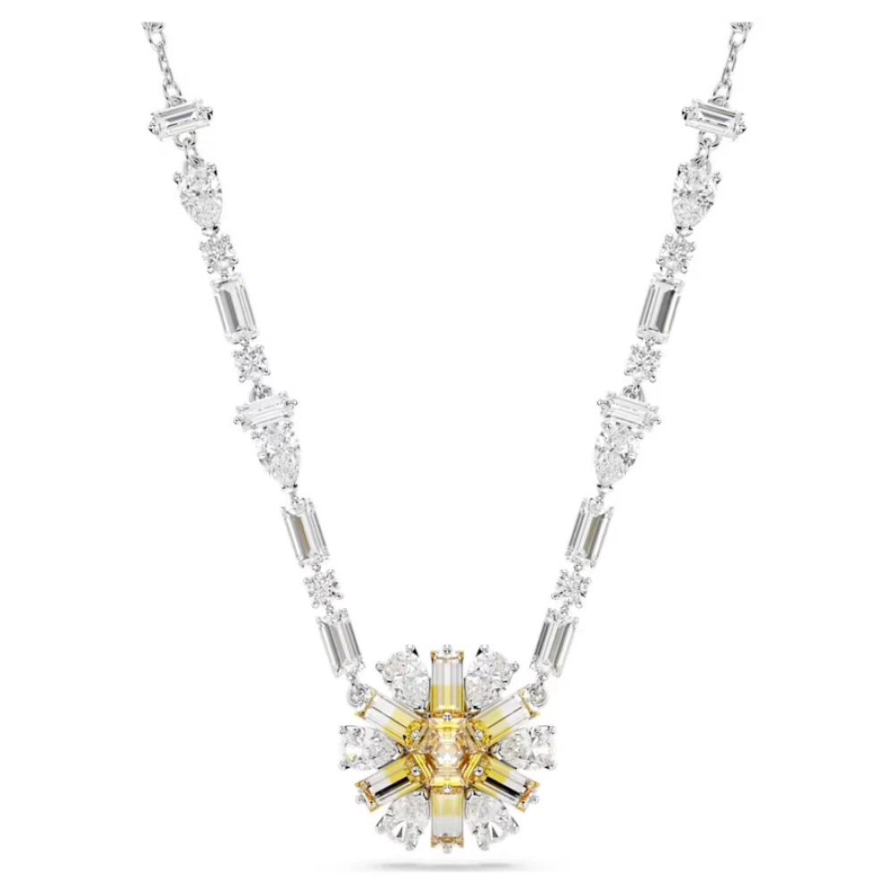 SWAROVSKI Κολιέ Idyllia Λουλούδι, Κίτρινο, Επιμετάλλωση ροδίου 5679916