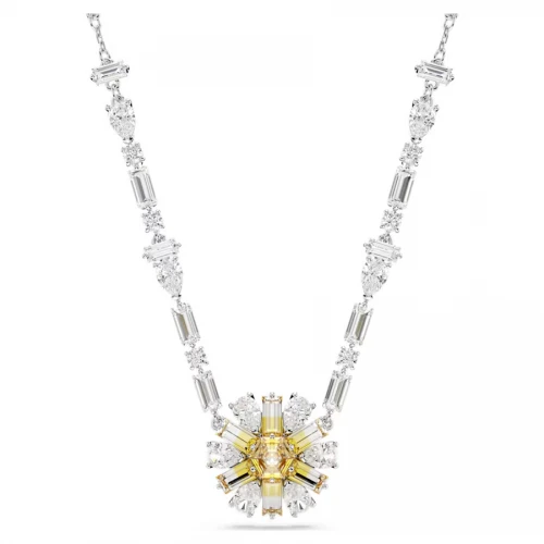 SWAROVSKI Κολιέ Idyllia Λουλούδι, Κίτρινο, Επιμετάλλωση ροδίου 5679916