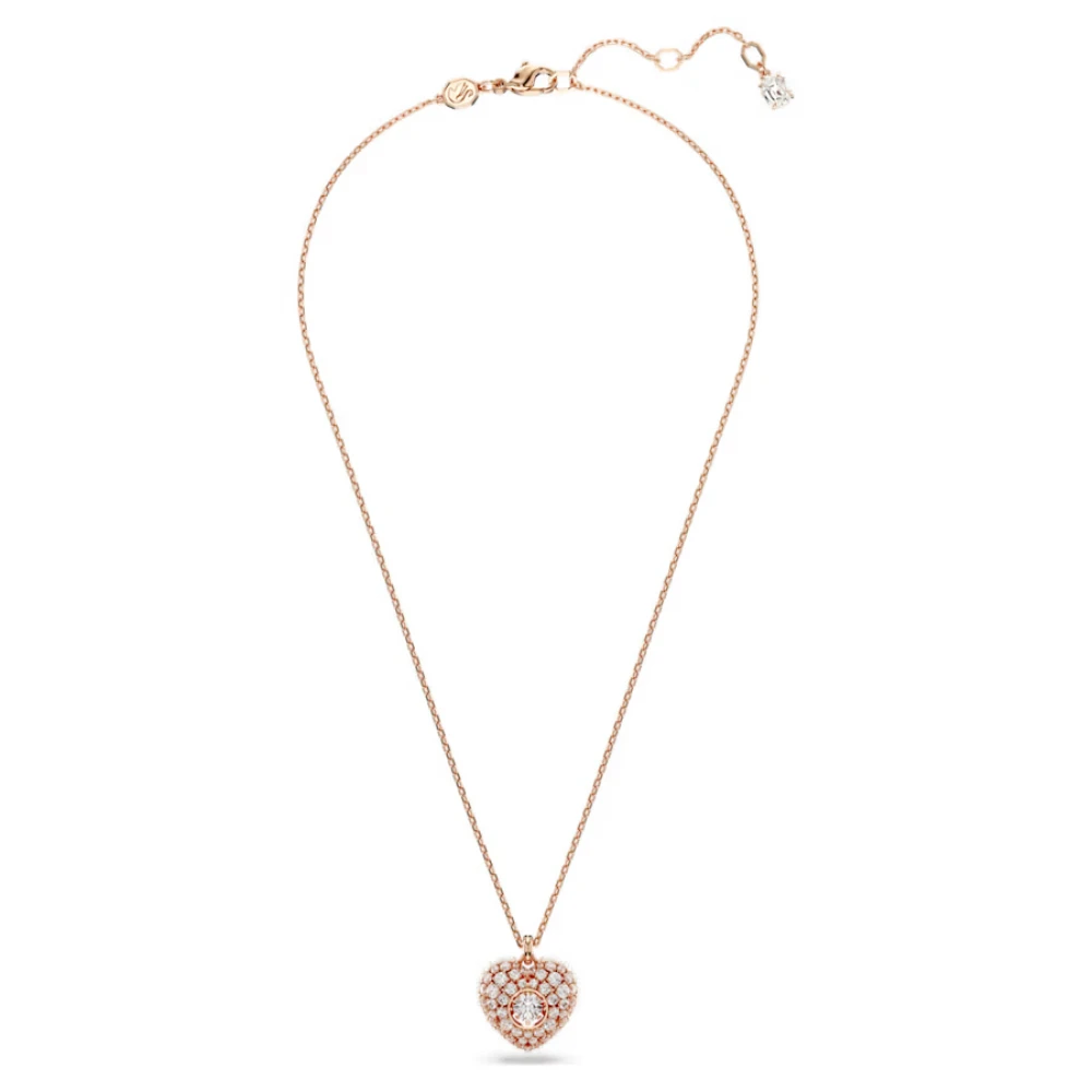 SWAROVSKI Μενταγιόν Hyperbola Καρδιά, Λευκό, Επιμετάλλωση σε ροζ χρυσό τόνο 5680402