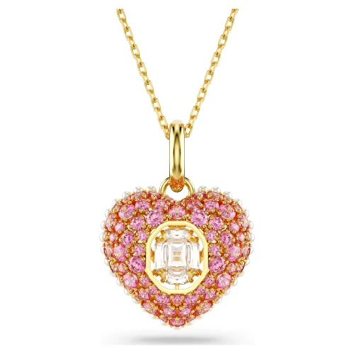 SWAROVSKI Μενταγιόν Idyllia Καρδιά, Ροζ, Επιμετάλλωση σε χρυσό τόνο 5680784