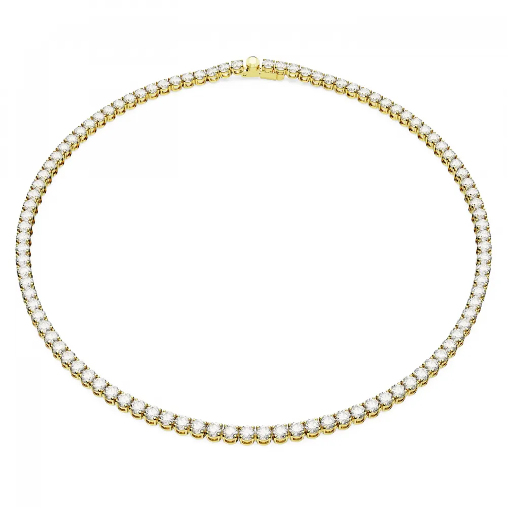 SWAROVSKI Κολιέ Matrix Tennis Στρογγυλή κοπή, Mικρό, Λευκό, Επιμετάλλωση σε χρυσαφί τόνο 5681795