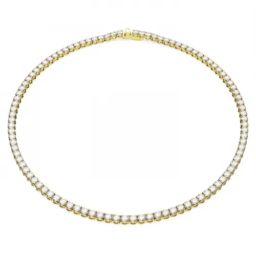SWAROVSKI Κολιέ Matrix Tennis Στρογγυλή κοπή, Mικρό, Λευκό, Επιμετάλλωση σε χρυσαφί τόνο 5681795