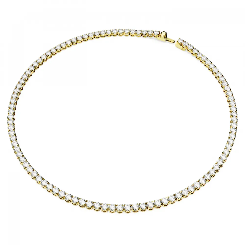 SWAROVSKI Κολιέ Matrix Tennis Στρογγυλή κοπή, Mικρό, Λευκό, Επιμετάλλωση σε χρυσαφί τόνο 5681795