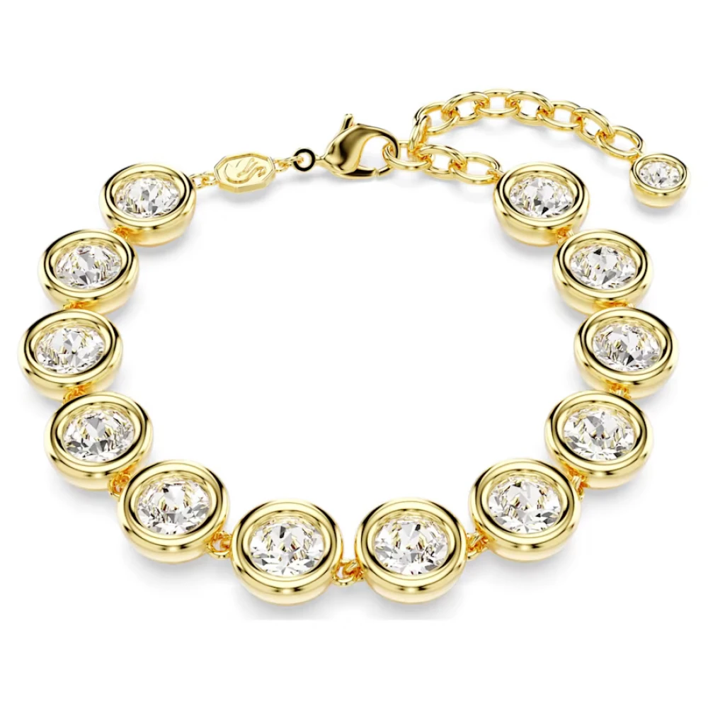 Swarovski Βραχιόλι Imber Στρογγυλή κοπή, Λευκό, Επιμετάλλωση σε χρυσό τόνο 5682586