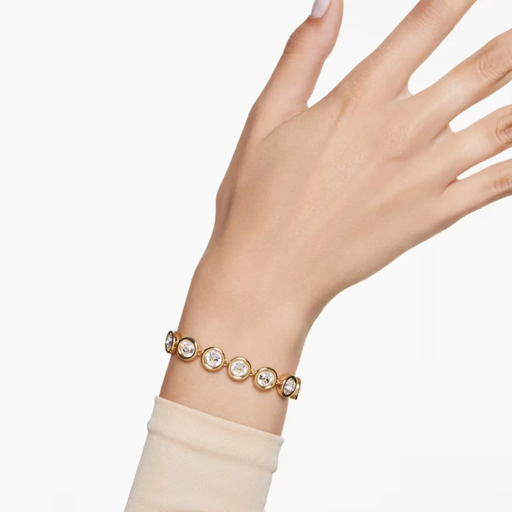Swarovski Βραχιόλι Imber Στρογγυλή κοπή, Λευκό, Επιμετάλλωση σε χρυσό τόνο 5682586