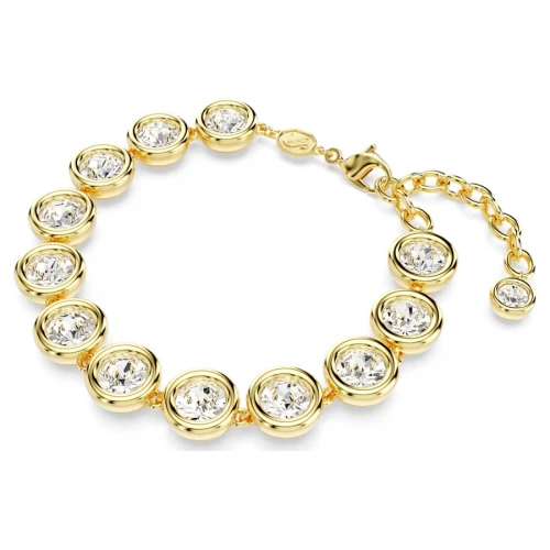 Swarovski Βραχιόλι Imber Στρογγυλή κοπή, Λευκό, Επιμετάλλωση σε χρυσό τόνο 5682586