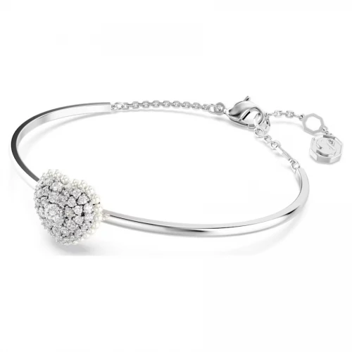 SWAROVSKI Άκαμπτο βραχιόλι Hyperbola Καρδιά, Λευκό, Επιμετάλλωση ροδίου 5684385