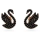 SWAROVSKI Σκουλαρίκια με καρφάκι Swarovski Swan Κύκνος, Μαύρα, Επιμετάλλωση σε ροζ χρυσό τόνο 5684608