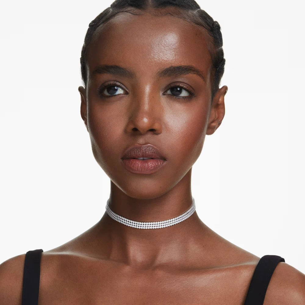 SWAROVSKI Choker Matrix Tennis Στρογγυλή κοπή, Λευκό, Επιμετάλλωση ροδίου 5685755
