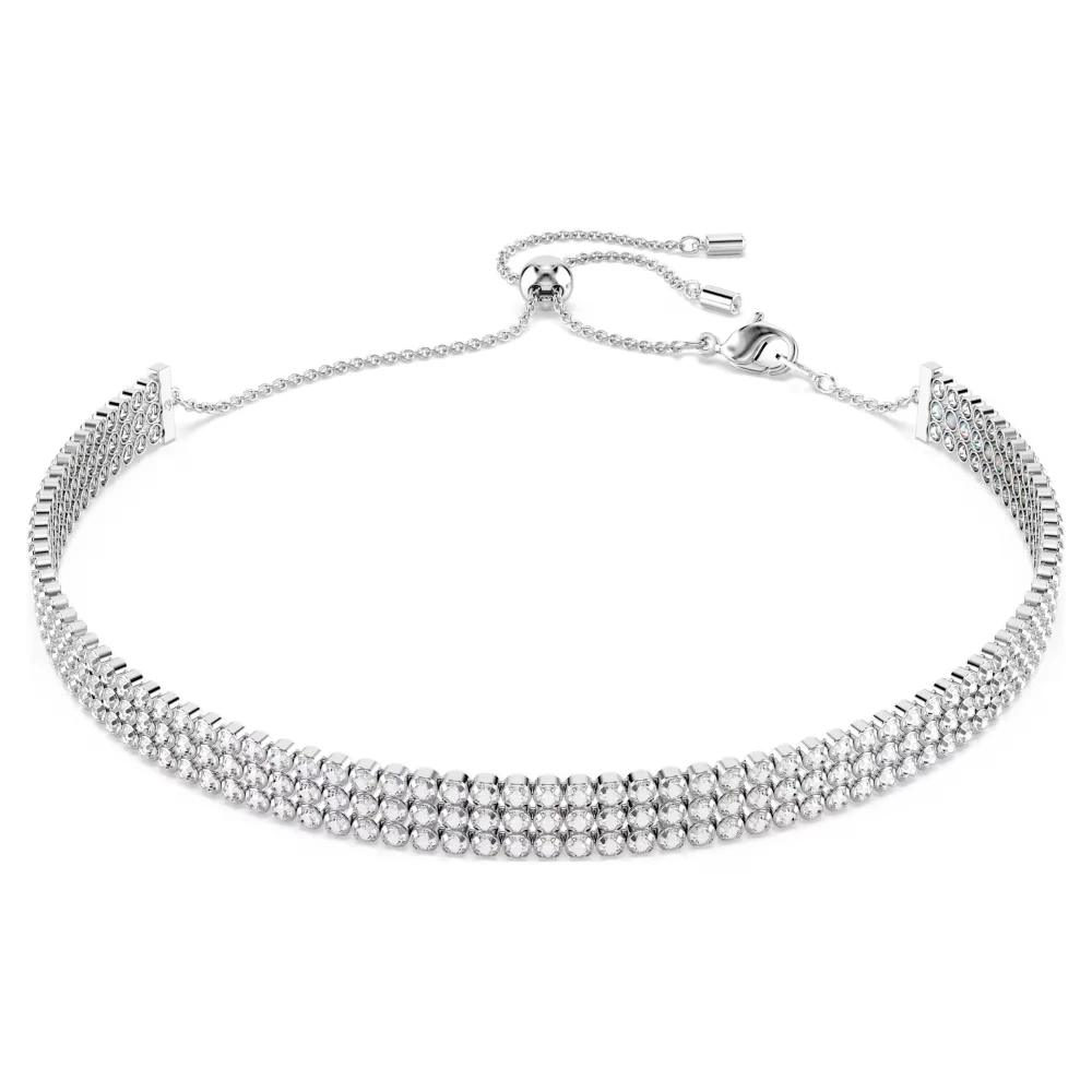 SWAROVSKI Choker Matrix Tennis Στρογγυλή κοπή, Λευκό, Επιμετάλλωση ροδίου 5685755