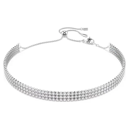 SWAROVSKI Choker Matrix Tennis Στρογγυλή κοπή, Λευκό, Επιμετάλλωση ροδίου 5685755