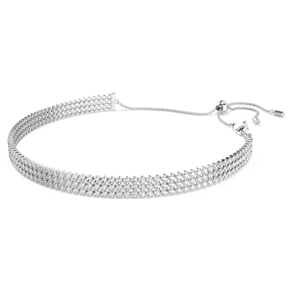 SWAROVSKI Choker Matrix Tennis Στρογγυλή κοπή, Λευκό, Επιμετάλλωση ροδίου 5685755