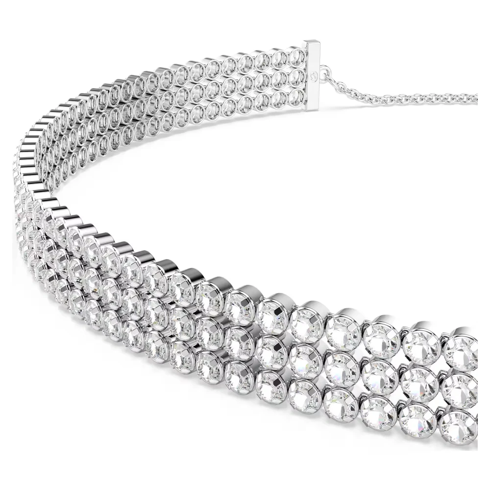 SWAROVSKI Choker Matrix Tennis Στρογγυλή κοπή, Λευκό, Επιμετάλλωση ροδίου 5685755