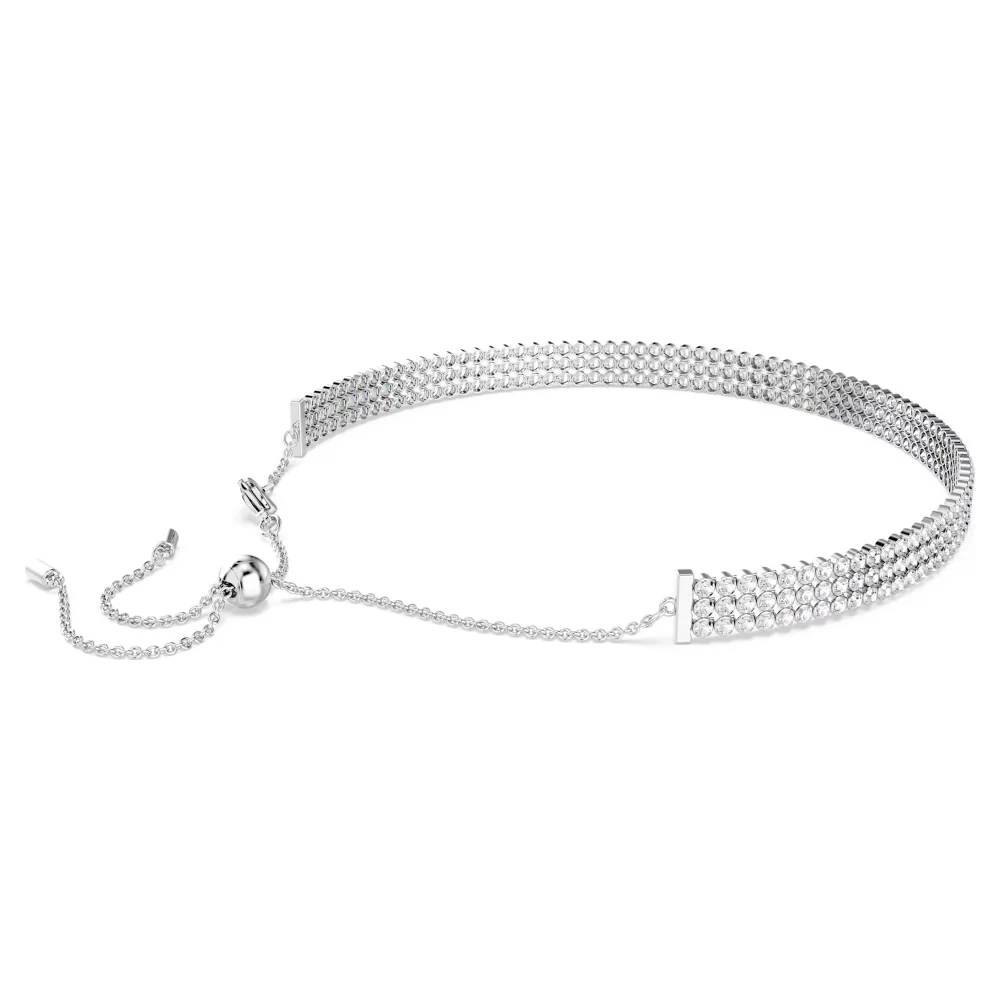 SWAROVSKI Choker Matrix Tennis Στρογγυλή κοπή, Λευκό, Επιμετάλλωση ροδίου 5685755