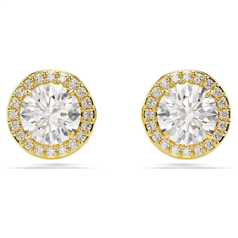 SWAROVSKI, Σκουλαρίκια με καρφάκι Una Λευκά, Στρογγυλή κοπή, Επιχρυσωμένα 5686637
