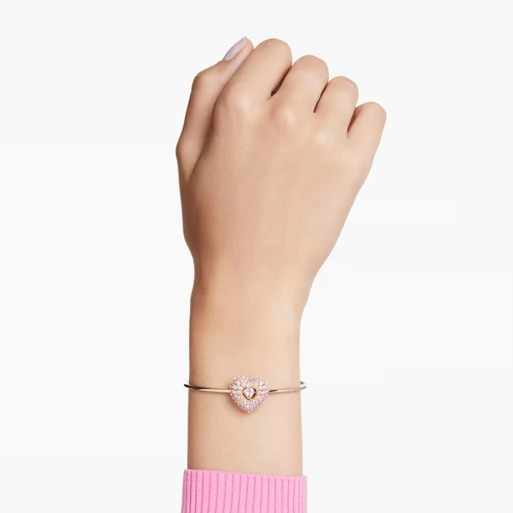 SWAROVSKI Άκαμπτο βραχιόλι Hyperbola Καρδιά, Ροζ, Επιμετάλλωση σε χρυσό τόνο 5687258