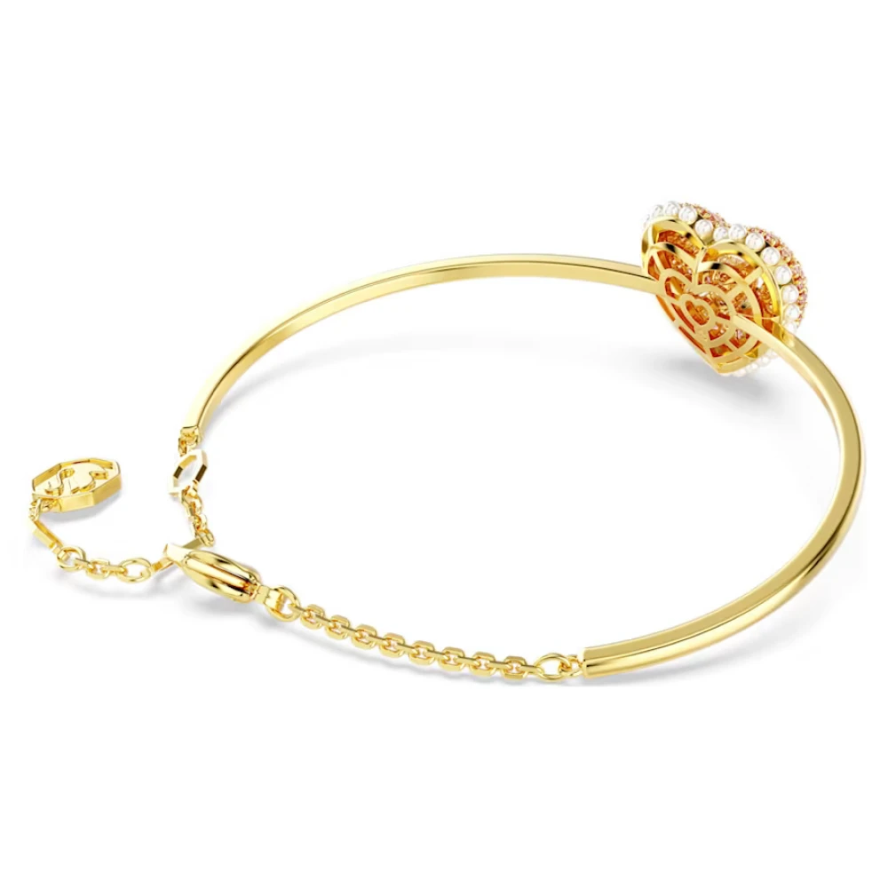 SWAROVSKI Άκαμπτο βραχιόλι Hyperbola Καρδιά, Ροζ, Επιμετάλλωση σε χρυσό τόνο 5687258