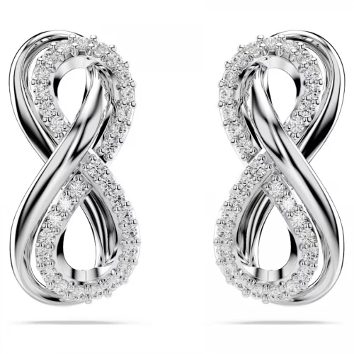 SWAROVSKI Σκουλαρίκια με καρφάκι Hyperbola Άπειρο, Λευκά, Επιμετάλλωση ροδίου 5687269