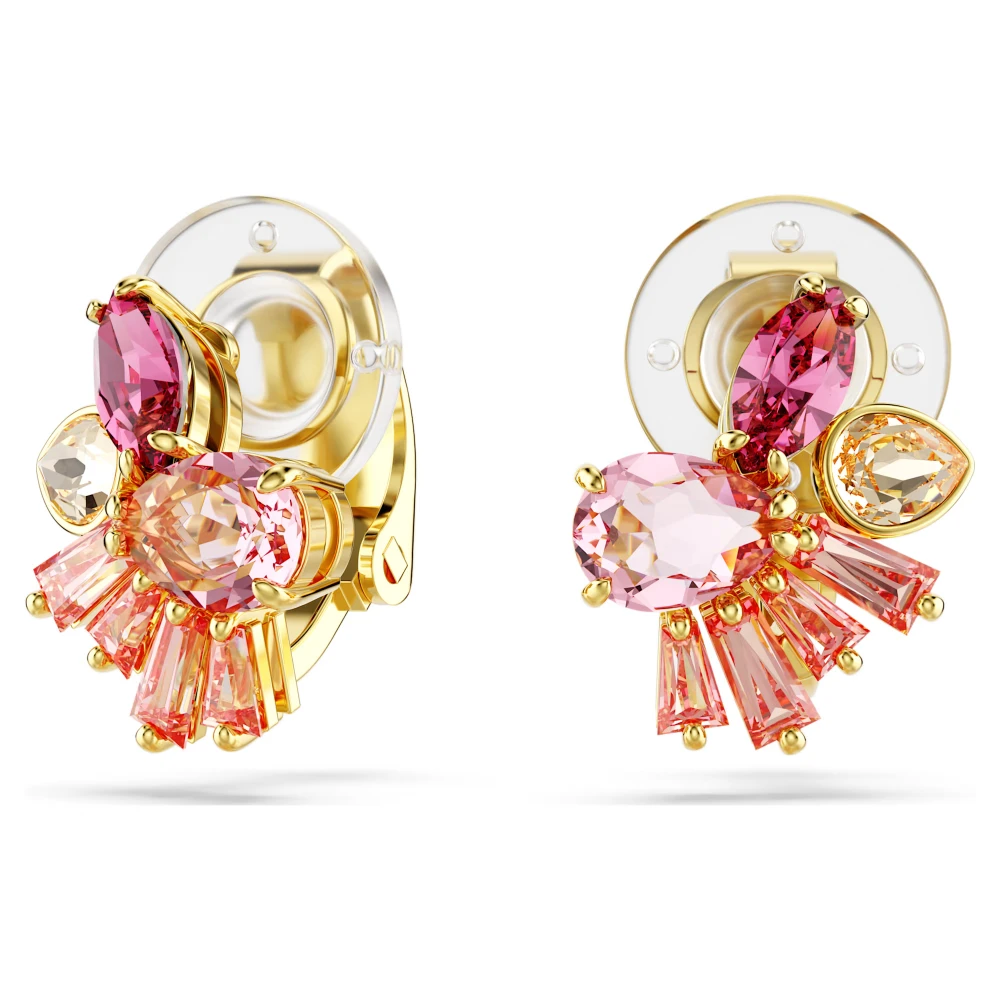 SWAROVSKI Σκουλαρίκια με κλιπ Gema Μείξη κοπών, Λουλούδι, Ροζ, Επιμετάλλωση σε χρυσό τόνο 5688479