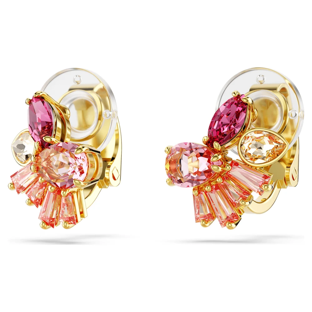 SWAROVSKI Σκουλαρίκια με κλιπ Gema Μείξη κοπών, Λουλούδι, Ροζ, Επιμετάλλωση σε χρυσό τόνο 5688479