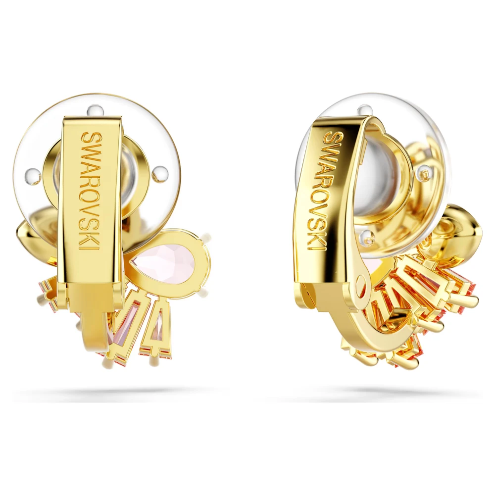 SWAROVSKI Σκουλαρίκια με κλιπ Gema Μείξη κοπών, Λουλούδι, Ροζ, Επιμετάλλωση σε χρυσό τόνο 5688479