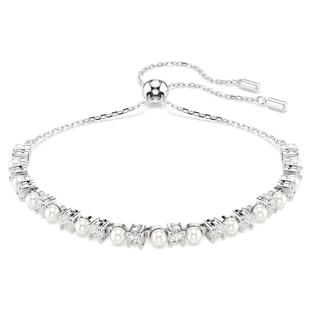 SWAROVSKI Βραχιόλι Matrix Crystal Pearl, Στρογγυλή κοπή, Λευκό, Επιμετάλλωση ροδίου 5689633