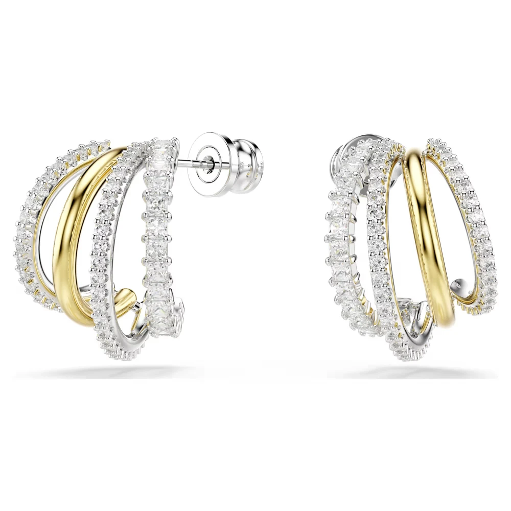 SWAROVSKI Σκουλαρίκια Κρίκοι Hyperbola, Μήξη Κοπών, Λευκά, Επιμετάλλωση ροδίου και Χρυσού 5689718