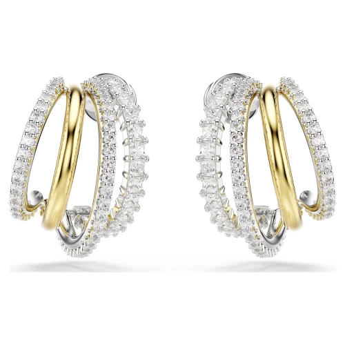 SWAROVSKI Σκουλαρίκια Κρίκοι Hyperbola, Μήξη Κοπών, Λευκά, Επιμετάλλωση ροδίου και Χρυσού 5689718