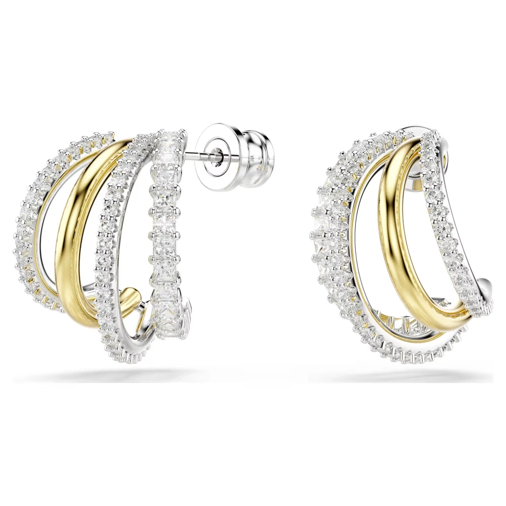 SWAROVSKI Σκουλαρίκια Κρίκοι Hyperbola, Μήξη Κοπών, Λευκά, Επιμετάλλωση ροδίου και Χρυσού 5689718