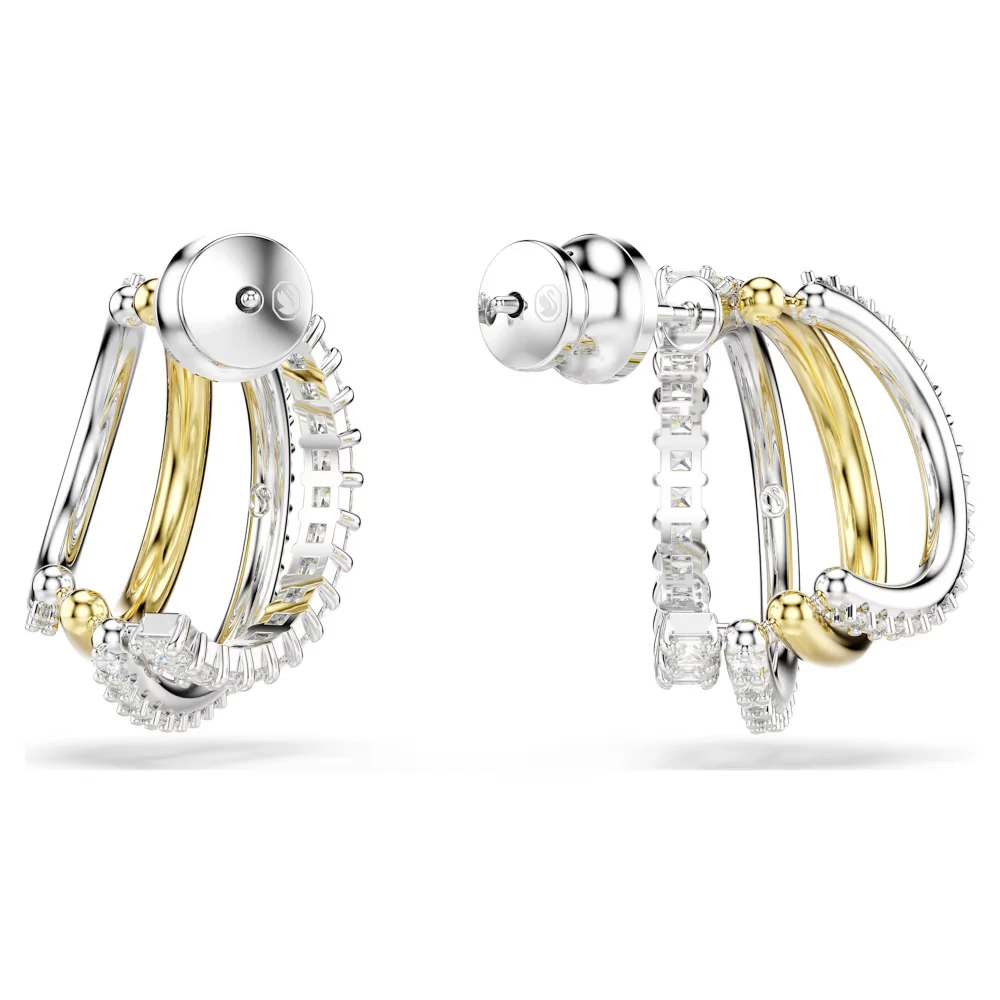 SWAROVSKI Σκουλαρίκια Κρίκοι Hyperbola, Μήξη Κοπών, Λευκά, Επιμετάλλωση ροδίου και Χρυσού 5689718