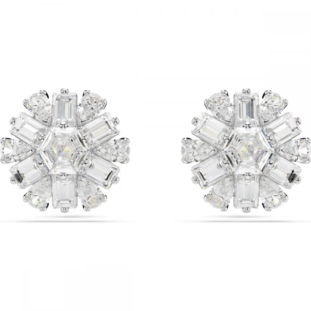 SWAROVSKI Σκουλαρίκια Idyllia Νιφάδα Χιονιού, Λευκά, Επιμετάλλωση ροδίου 5691483