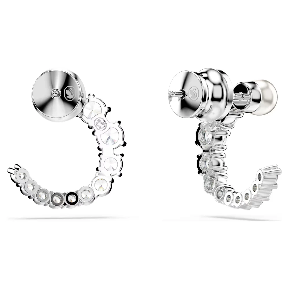 SWAROVSKI Σκουλαρίκια κρίκοι Matrix, Crystal pearl, Στρογγυλή Κοπή, Λευκό, Επιροδιωμένο 5692260