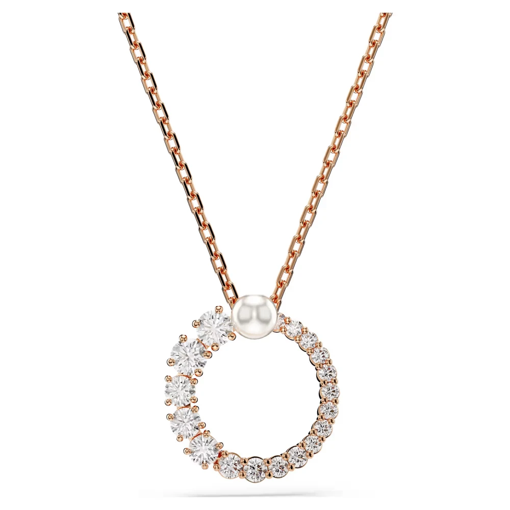 SWAROVSKI Matrix Crystal pearl Μενταγιόν με αλυσίδα, Λευκό, Στρογγυλή Κοπή Ροζ-Χρυσός Τόνος 5692265