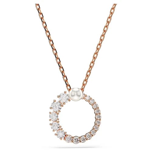 SWAROVSKI Matrix Crystal pearl Μενταγιόν με αλυσίδα, Λευκό, Στρογγυλή Κοπή Ροζ-Χρυσός Τόνος 5692265