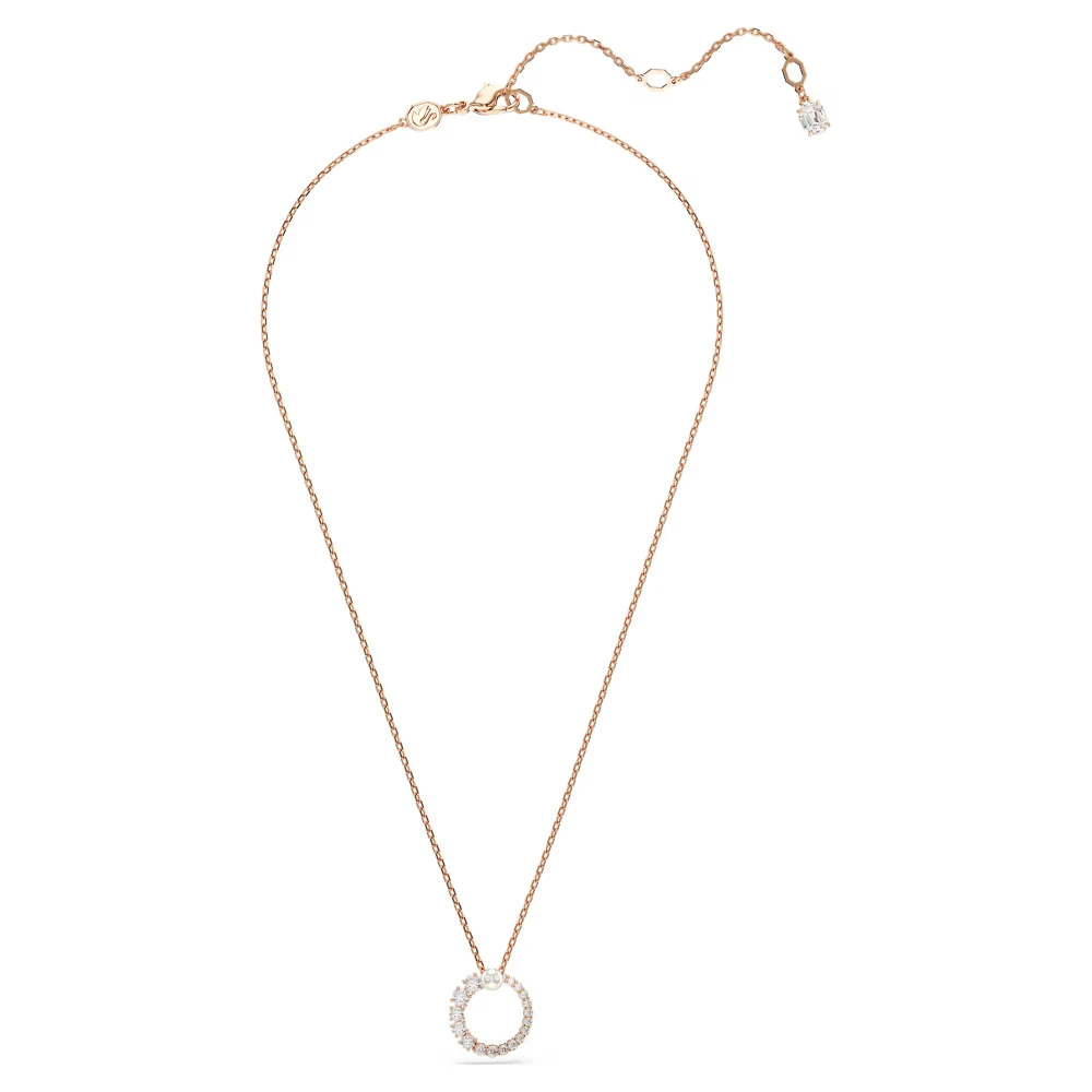 SWAROVSKI Matrix Crystal pearl Μενταγιόν με αλυσίδα, Λευκό, Στρογγυλή Κοπή Ροζ-Χρυσός Τόνος 5692265