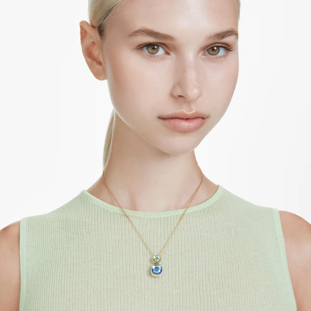 SWAROVSKI Chroma Μενταγιόν με αλυσίδα, Κοπή cushion, Πολύχρωμο Χρυσ΄΄ος Τόνος 5692496