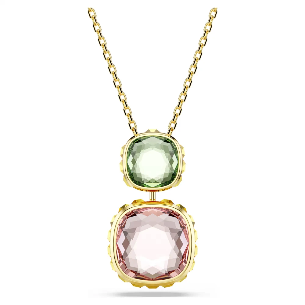 SWAROVSKI Chroma Μενταγιόν με αλυσίδα, Κοπή cushion, Πολύχρωμο Χρυσ΄΄ος Τόνος 5692496