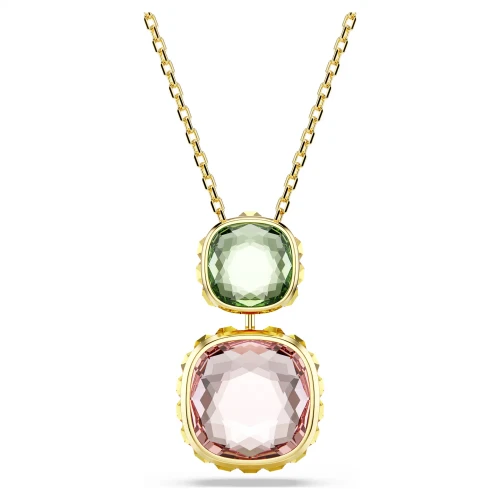 SWAROVSKI Chroma Μενταγιόν με αλυσίδα, Κοπή cushion, Πολύχρωμο Χρυσ΄΄ος Τόνος 5692496