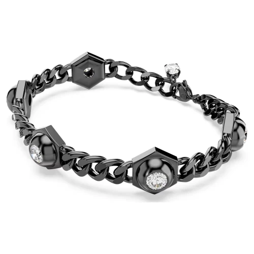 Swarovski, Βραχιόλι Numina Στρογγυλή κοπή, Μαύρο, Επιμετάλλωση ρουθηνίου 5692605