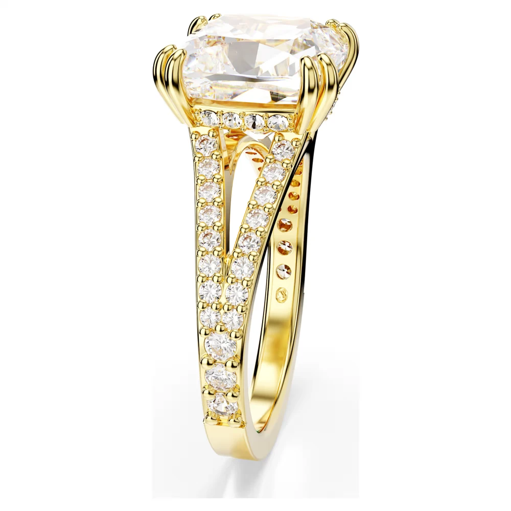 SWAROVSKI Δαχτυλίδι κοκτέιλ Stilla, Τετράγωνη κοπή, Λευκό, Επιμετάλλωση σε Χρυσό Τόνο 5693501