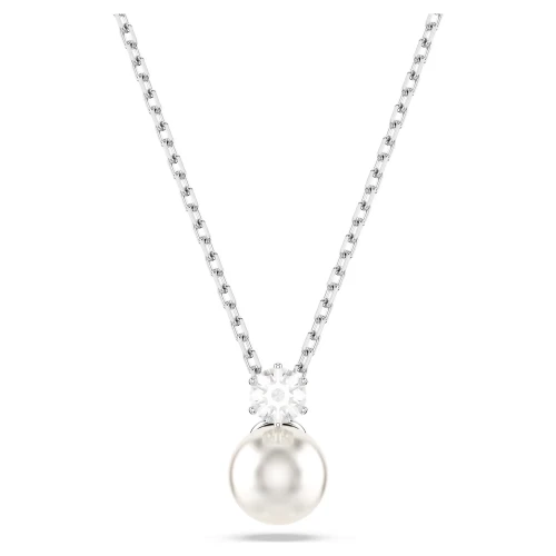 SWAROVSKI Matrix Μενταγιόν με αλυσίδα, Crystal pearl, Στρογγυλή κοπή, Επιροδιωμένο 5693897