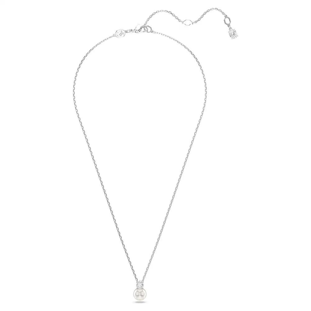 SWAROVSKI Matrix Μενταγιόν με αλυσίδα, Crystal pearl, Στρογγυλή κοπή, Επιροδιωμένο 5693897