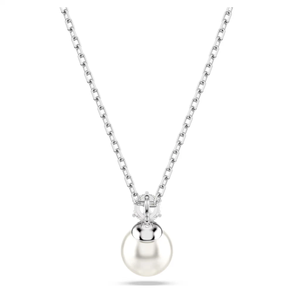 SWAROVSKI Matrix Μενταγιόν με αλυσίδα, Crystal pearl, Στρογγυλή κοπή, Επιροδιωμένο 5693897