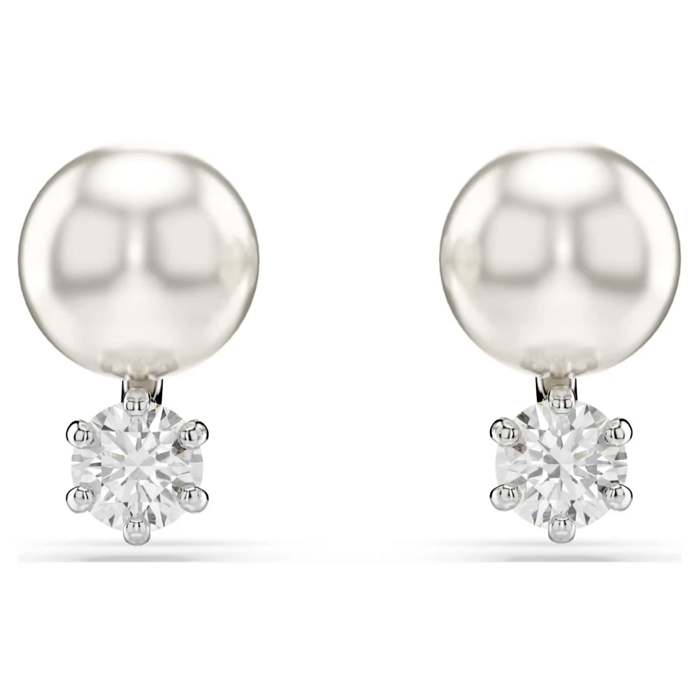 SWAROVSKI Σκουλαρίκια Matrix, Crystal pearl, Στρογγυλή Κοπή, Λευκό, Επιροδιωμένο 5694225