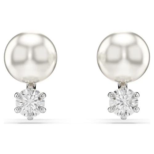 SWAROVSKI Σκουλαρίκια Matrix, Crystal pearl, Στρογγυλή Κοπή, Λευκό, Επιροδιωμένο 5694225