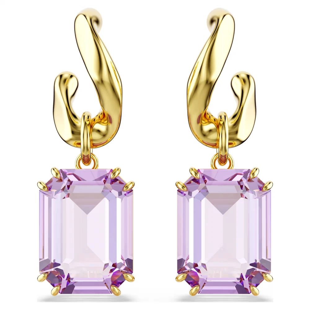 SWAROVSKI Millenia Σκουλαρίκια-σταγόνα Οκτάγωνη κοπή, Μωβ, Χρυσός Τόνος 5694784