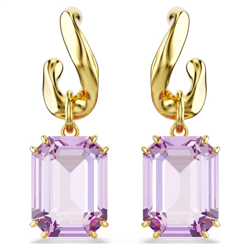 SWAROVSKI Millenia Σκουλαρίκια-σταγόνα Οκτάγωνη κοπή, Μωβ, Χρυσός Τόνος 5694784
