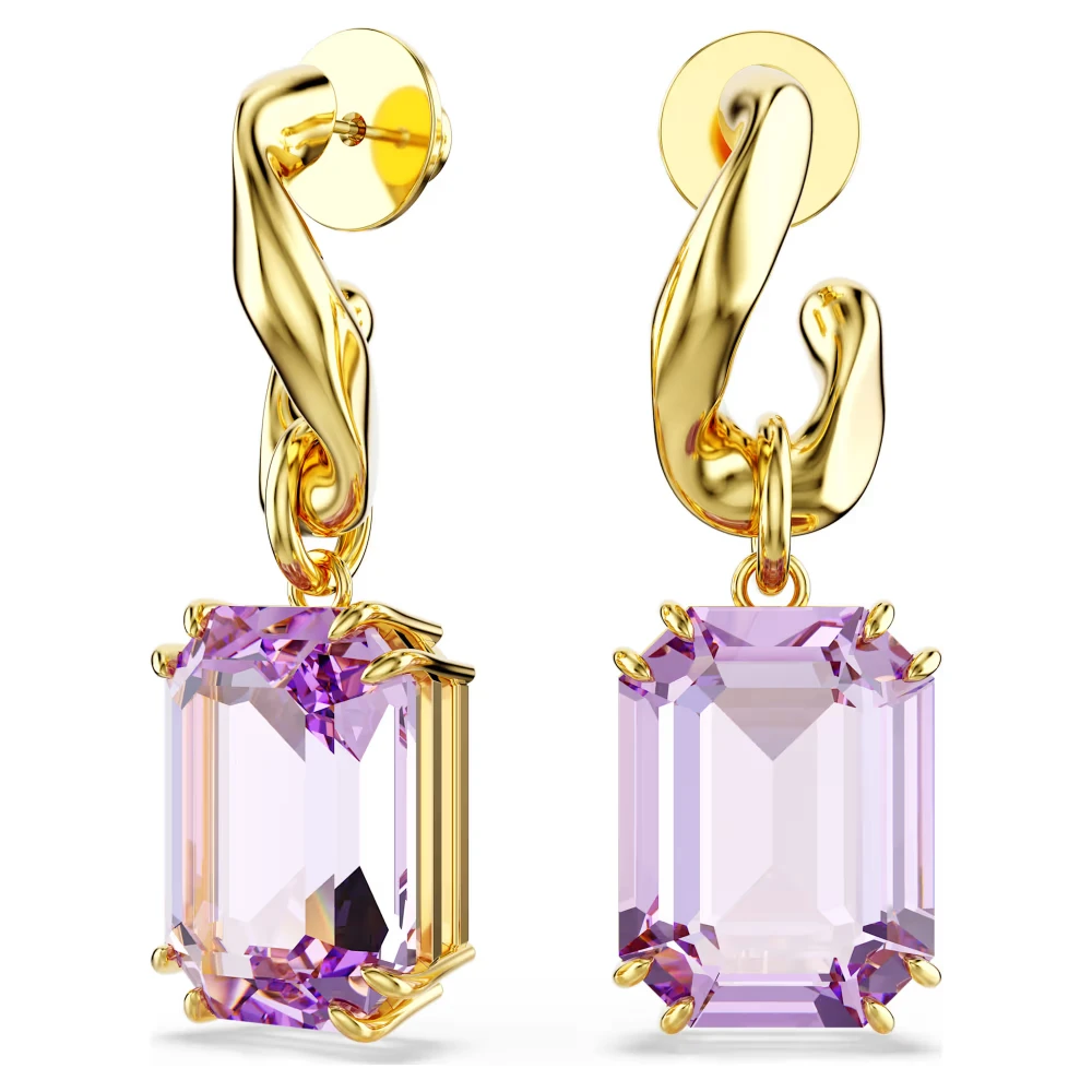SWAROVSKI Millenia Σκουλαρίκια-σταγόνα Οκτάγωνη κοπή, Μωβ, Χρυσός Τόνος 5694784