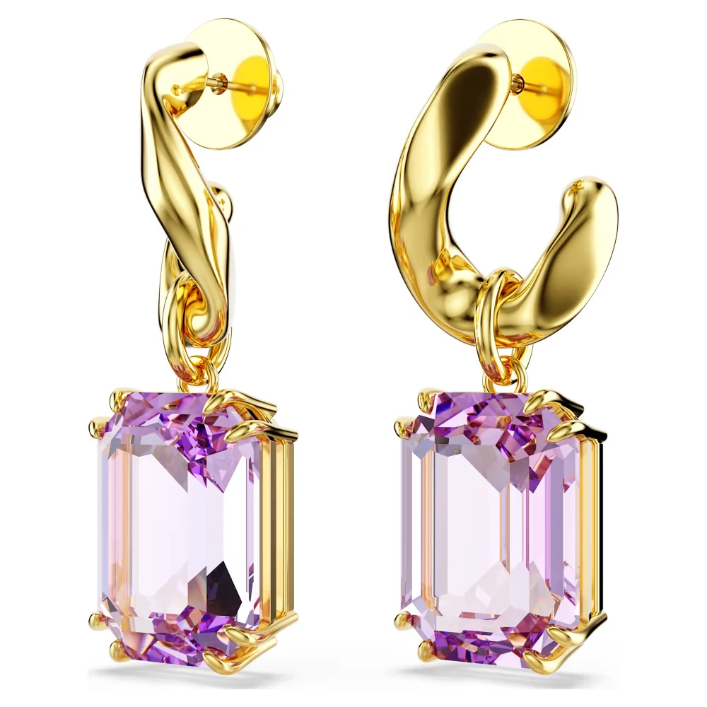 SWAROVSKI Millenia Σκουλαρίκια-σταγόνα Οκτάγωνη κοπή, Μωβ, Χρυσός Τόνος 5694784