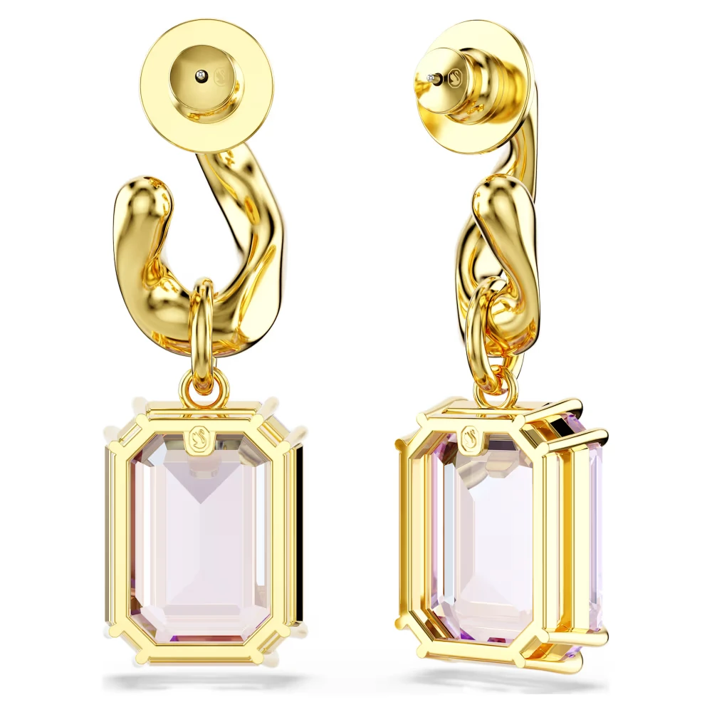SWAROVSKI Millenia Σκουλαρίκια-σταγόνα Οκτάγωνη κοπή, Μωβ, Χρυσός Τόνος 5694784